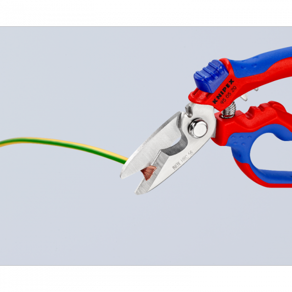 Nożyczki kątowe dla elektryków Knipex 95 05 20 SB z drobnymi ząbkami