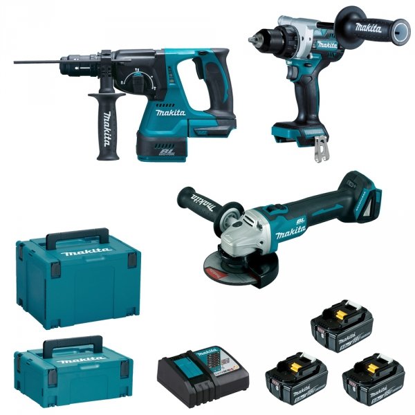 Zestaw combo Makita DLX3202TJ 3x5.0Ah DHR243, DGA506, DDF492