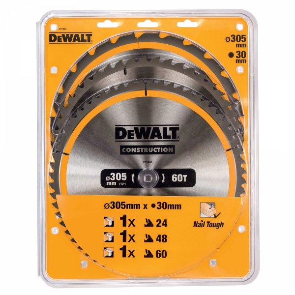 Zestaw pił tarczowych do Drewna DeWALT DT1964 305mm 24T 48T 60T - 3szt.