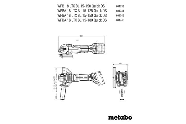 Szlifierka kątowa Metabo WPBA 18 LTX BL 15-125 Quick DS 601734840