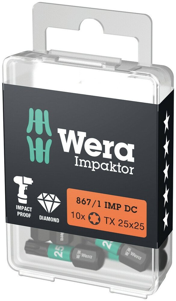 Bity Impaktor 867/1 IMP DC TORX® DIY, TX 10 x 25 mm, 10 części WERA | 05057628001