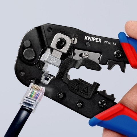 Szczypce do zagniatania złączy typu Western RJ45 Knipex 97 51 13