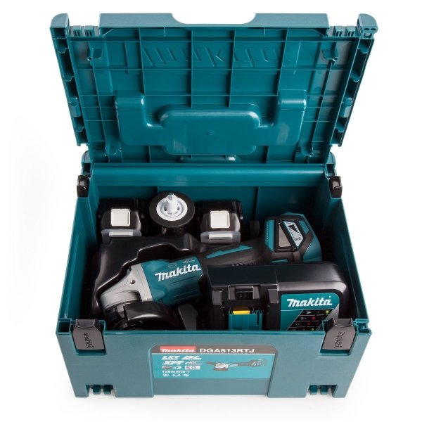 Akumulatorowa szlifierka kątowa z regulacją obrotów Makita DGA513RTJ 125mm 18V Li-Ion 2x5.0Ah