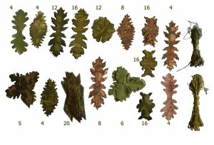 Zestaw 155 liści kształtek do wypełnień ghillie jesień +rafia -LATO 