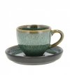 Bitz NORDIC Filiżanki ze Spodkiem do Kawy Espresso 70 ml Czarne / Zielone
