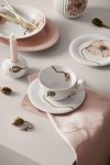Kähler HAMMERSHØI POPPY Filiżanka ze Spodkiem 250 ml / Biała Zdobiona