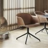 Muuto FIBER ARMCHAIR SWIVEL BASE Krzesło Obrotowe - Czarne - Siedzisko Tapicerowane Czarną Skórą / Metalowa Rama