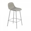 Muuto FIBER Hoker z Oparciem - Stołek Barowy 65 cm Szary/ Metalowa Rama