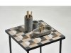 Villa Collection KARV Stolik Pomocniczy 54 cm Czarny z Kamiennym Blatem