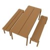 Muuto LINEAR Zestaw Mebli Ogrodowych - Stół 200 cm + 2 Ławki - Czarny