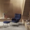 Muuto DOZE Podnóżek Tapicerowany - Czarna Skóra / Nogi Czarne