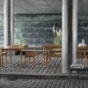 Muuto LINEAR Zestaw Mebli Ogrodowych - Stół 140 cm + 2 Ławki - Pomarańczowy