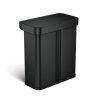 Simplehuman LINER POCKET RECYCLER Sensorowy Kosz na Śmieci 58 l Dwukomorowy Automatycznie Otwierany z Czujnikiem Głosu / Czarny