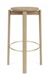 Audo PASSAGE Hoker - Krzesło Barowe 75 cm Dąb Naturalny / Obręcz Złota