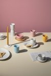 Lyngby Porcelain RHOMBE Filiżanka do Herbaty 390 ml Niebieska z Czerwonym Spodkiem