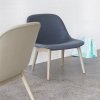 Muuto FIBER LOUNGE Fotel Tapicerowany - Kremowy Tkanina Trio 236 / Rama Drewniana