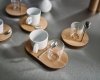 Clap Design OVAL Filiżanka do Kawy 160 ml / Zestaw z Dębowym Spodkiem, Szklanką i Łyżeczką