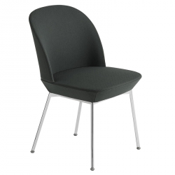 Muuto OSLO Krzesło Tapicerowane - Ciemnozielone / Rama Chrom (Tkanina Twill Weave 990)