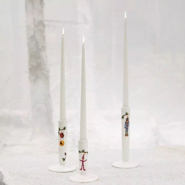 Kähler HAMMERSHØI CHRISTMAS Świecznik Świąteczny 20 cm Zdobiony / Biały
