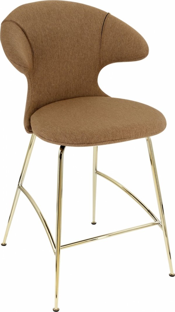 Umage TIME FLIES Hoker - Tapicerowane Krzesło Barowe na Mosiężnych Nogach 102 cm / Brązowe