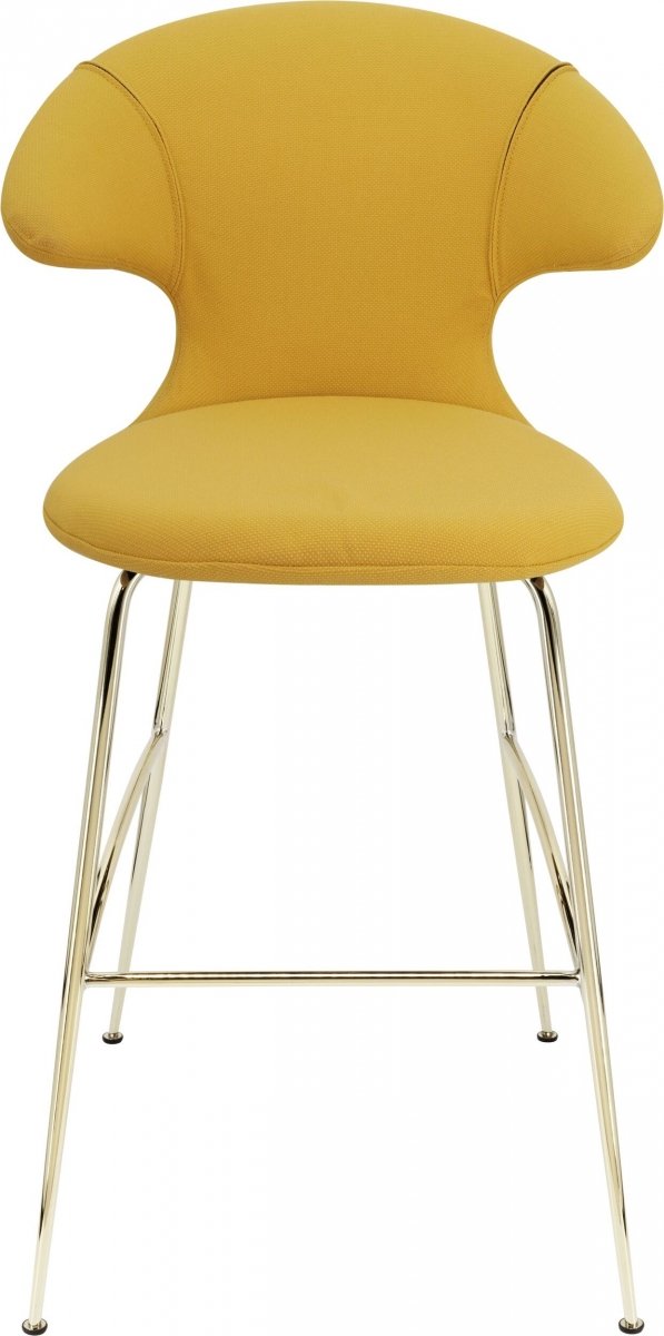 Umage TIME FLIES Hoker - Tapicerowane Krzesło Barowe na Mosiężnych Nogach 112 cm / Żółte
