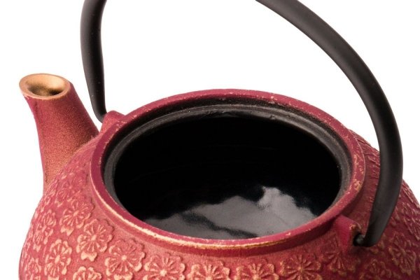 Bredemeijer SHANGHAI Dzbanek Żeliwny - Zaparzacz do Herbaty 0,6 l Czerwony + 2 Porcelanowe Filiżanki