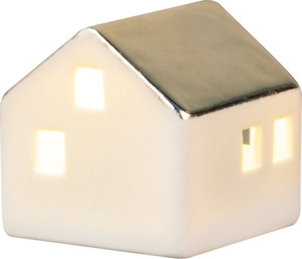 Rader HOME Porcelanowy Lampion LED Domek z Metalicznym Dachem - S