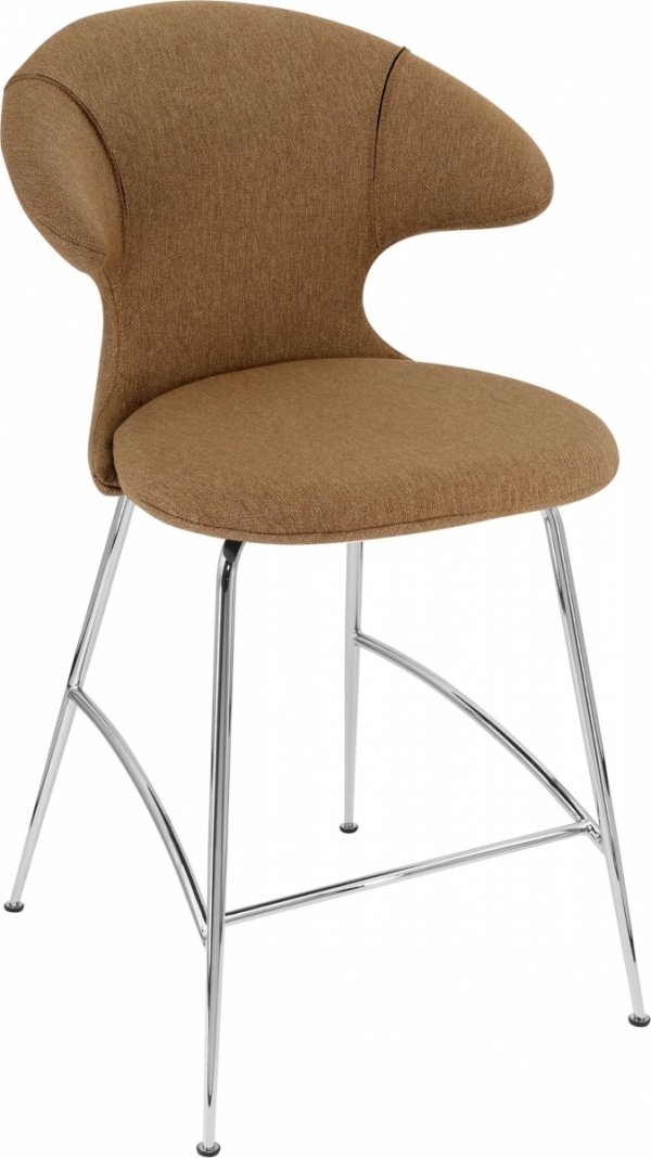 Umage TIME FLIES Hoker - Tapicerowane Krzesło Barowe na Chromowanych Nogach 102 cm / Karmelowe