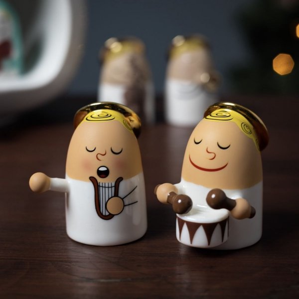 Alessi ANGELS BAND Figurki Świąteczne - Aniołki z Bębenkiem i Harfą