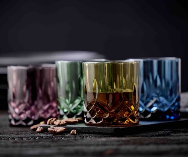 Lyngby Glass SORRENTO Kolorowe Szklanki do Drinków, Whisky 320 ml 4 Szt.