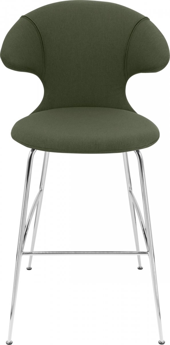 Umage TIME FLIES Hoker - Tapicerowane Krzesło Barowe na Chromowanych Nogach 112 cm / Zielone
