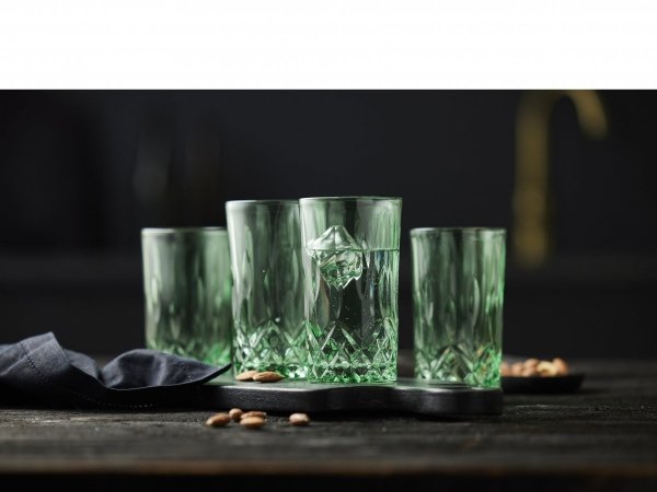Lyngby Glass SORRENTO Kolorowe Wysokie Szklanki Long Drink 380 ml 4 Szt. / Zielone