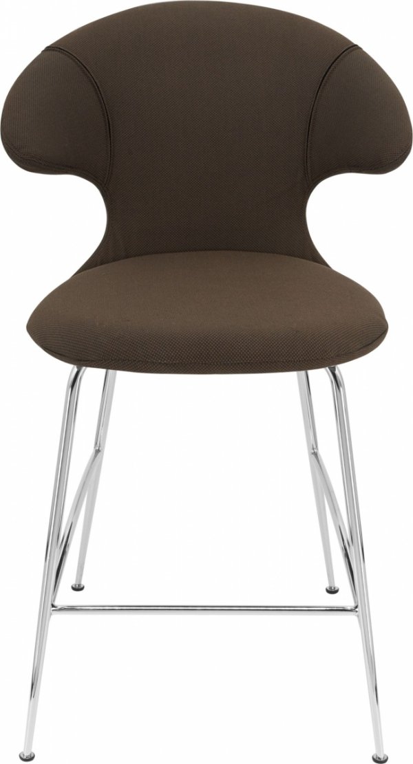 Umage TIME FLIES Hoker - Tapicerowane Krzesło Barowe na Chromowanych Nogach 102 cm / Ciemnobrązowe