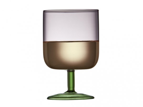 Lyngby Glass TORINO Kieliszki do Wina 300 ml 2 Szt. Różowe / Zielona Nóżka