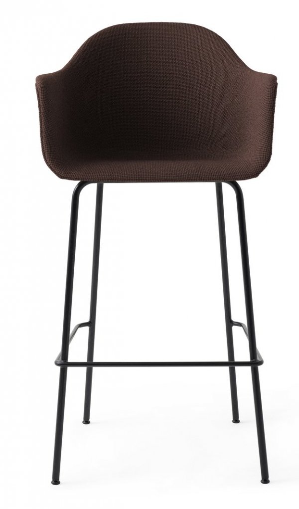 Menu HARBOUR Krzesło Barowe 112 cm Hoker Czarny - Siedzisko Tapicerowane Ciemnoczerwone