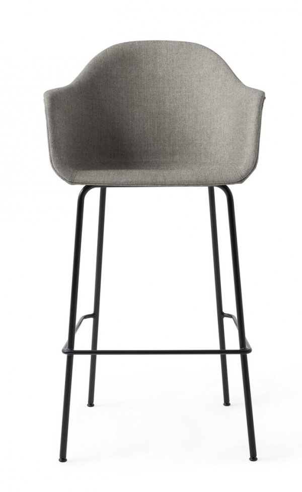 Menu HARBOUR Krzesło Barowe 112 cm Hoker Czarny - Siedzisko Tapicerowane Szare