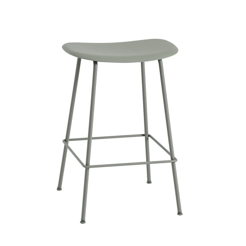 Muuto FIBER Hoker - Stołek Barowy 65 cm Szary / Metalowa Rama