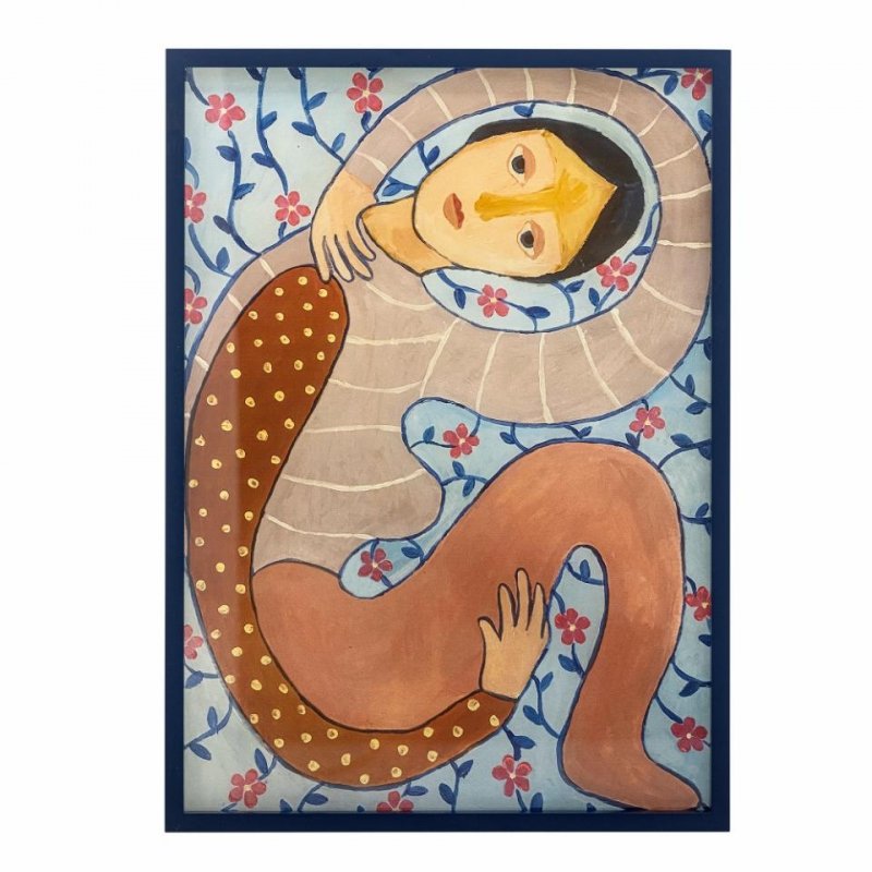 Bloomingville FLORIESTA Ilustracja - Grafika Dekoracyjna w Drewnianej Ramie - Kobieta