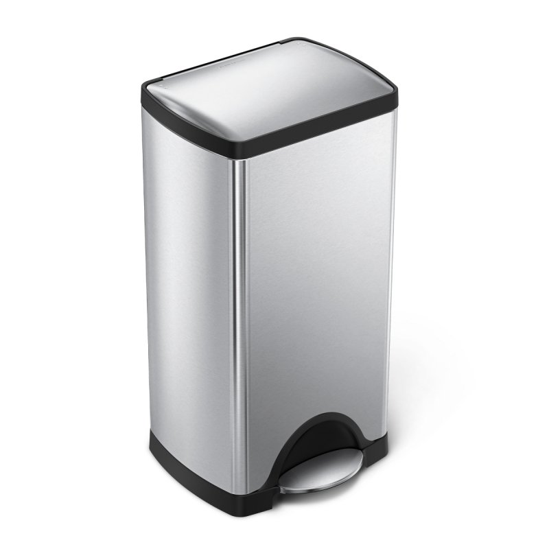 simplehuman TRASH Prostokątny Pedałowy Kosz na Śmieci 30 l / Stalowy Srebrny