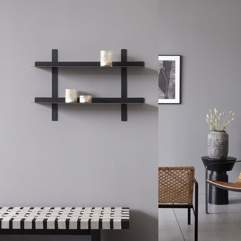 House Doctor TAG Podwójna Półka Ścienna 80 cm Czarna