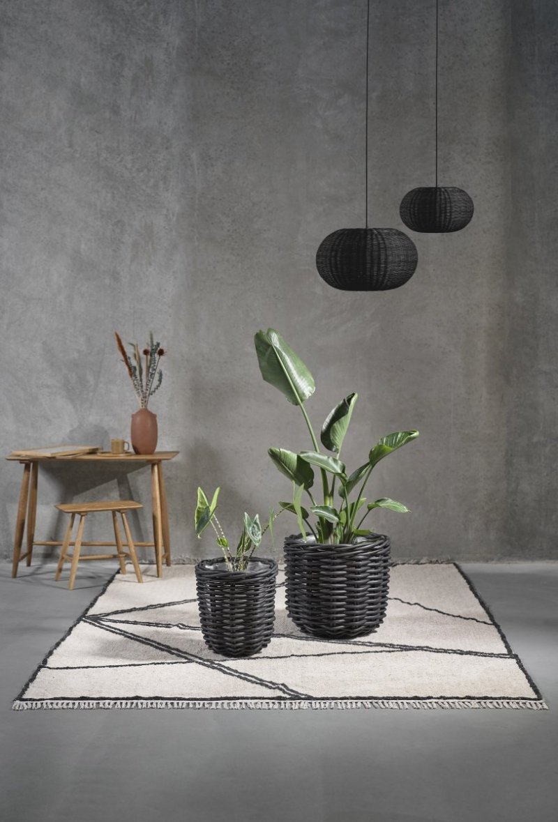 Villa Collection SCANDI Lampa Wisząca Rattanowa 50 cm Czarna