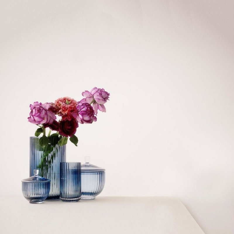 Lyngby Porcelain LYNGBY Wazon Szklany 20 cm Granatowy Midnight Blue