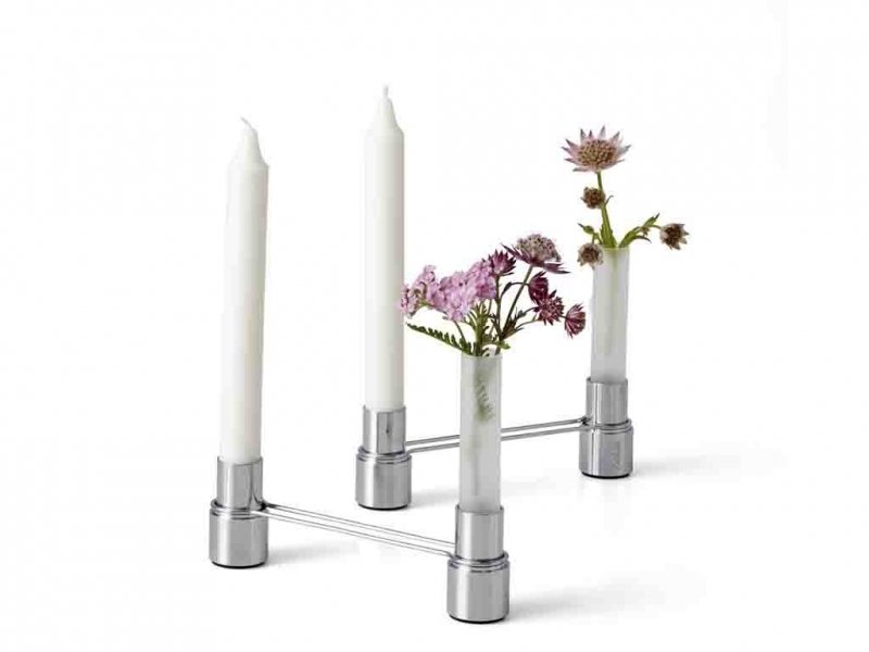 Scandinavia Design LINK Świecznik / Wazon 2w1 Srebrny