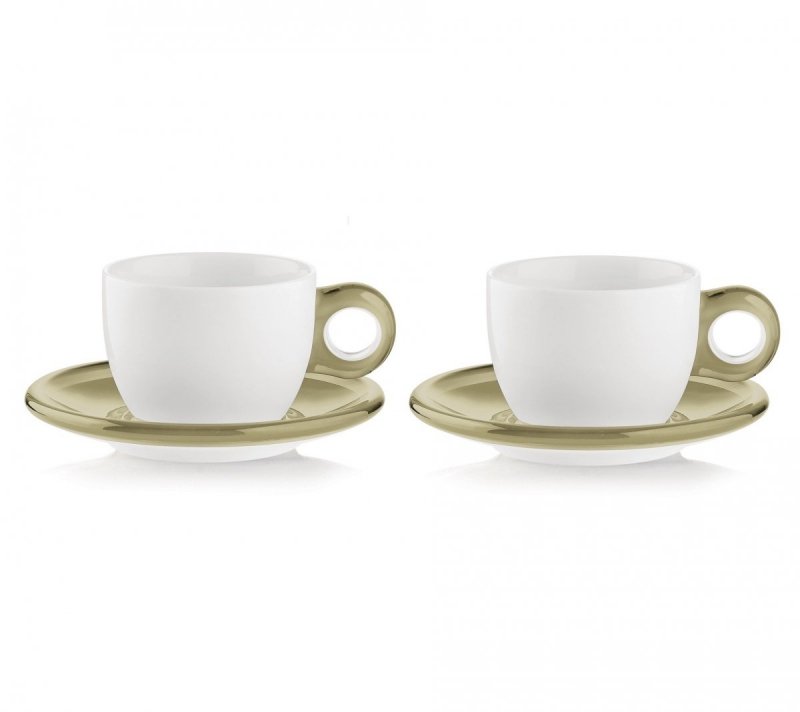 Guzzini GOCCE Filiżanki do Cappuccino 300 ml 2 Szt. / Białe - Spodek Beżowy