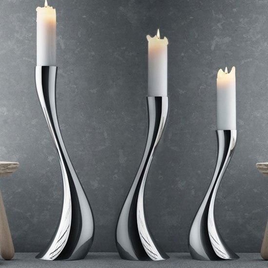 Georg Jensen COBRA Świecznik Podłogowy 50 cm Srebrny / Stal Polerowana