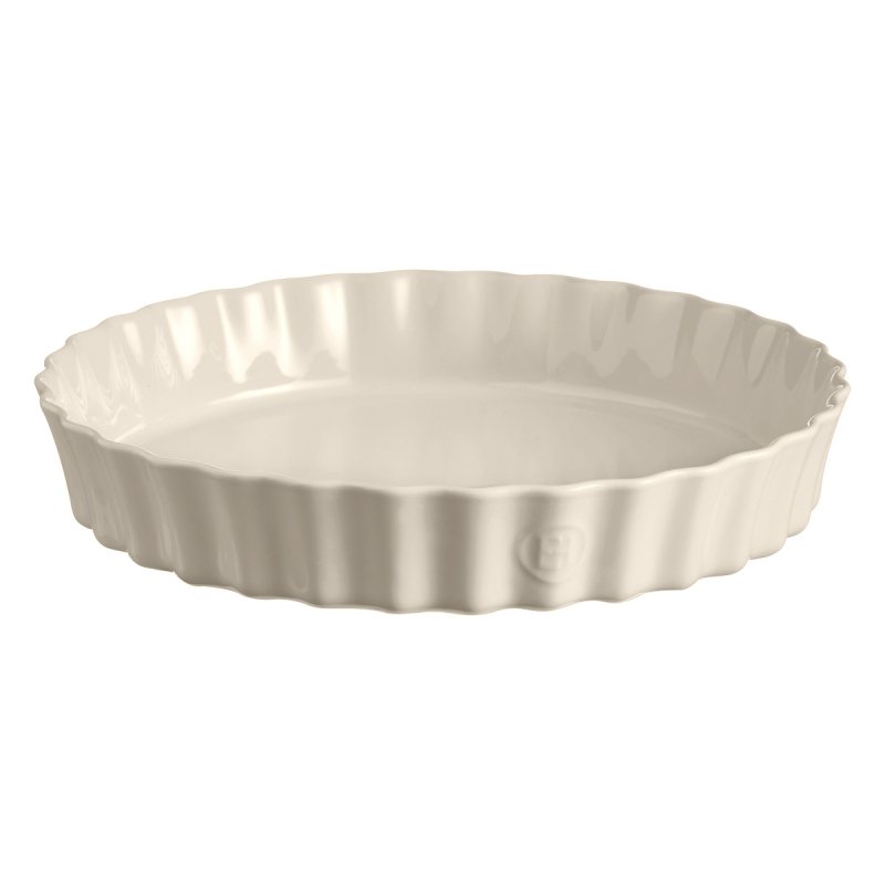 Emile Henry NATURAL CHIC Ceramiczna Wysoka Forma do Tarty 32 cm / Kremowa