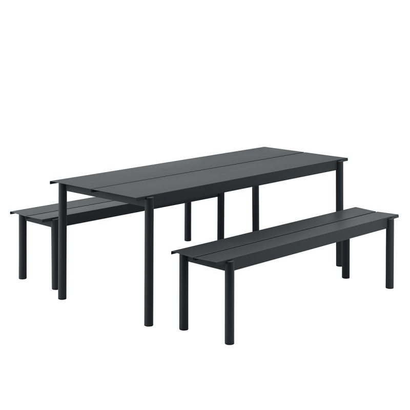Muuto LINEAR Ogrodowy Stół Stalowy 200 x 80 cm Czarny