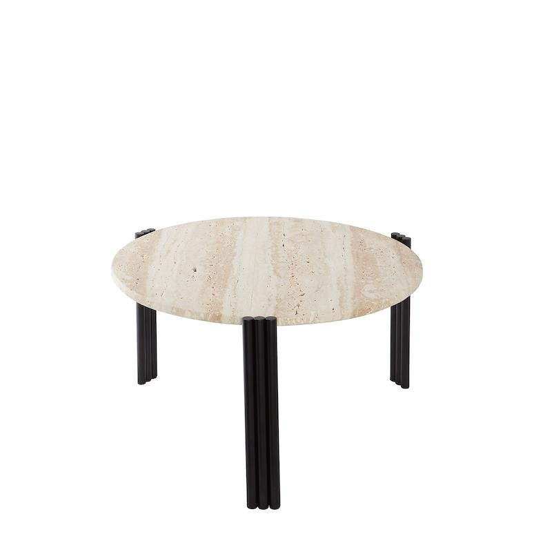 Aytm TRIBUS Stolik Kawowy 60 cm Czarny / Blat Trawertyn