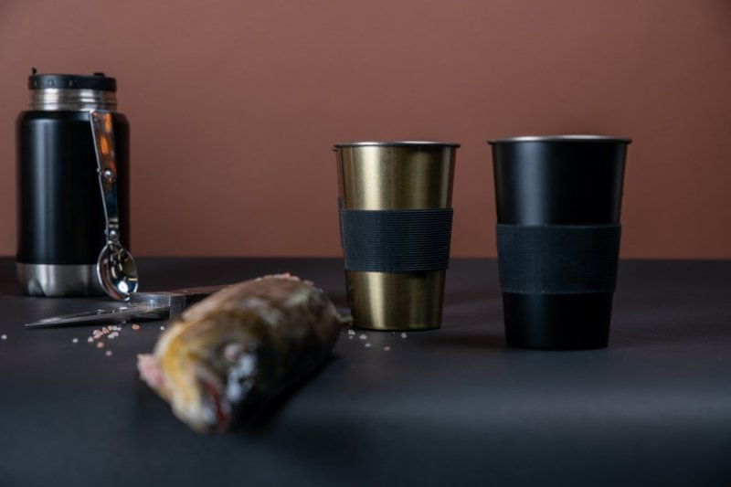 Sagaform TO GO Kubek Stalowy 500 ml - Zestaw 2 Kubków Czarny