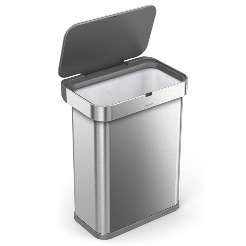 simplehuman LINER POCKET VOICE Automatyczny Kosz na Śmieci 58 l z Możliwością Otwierania Głosem / Srebrny